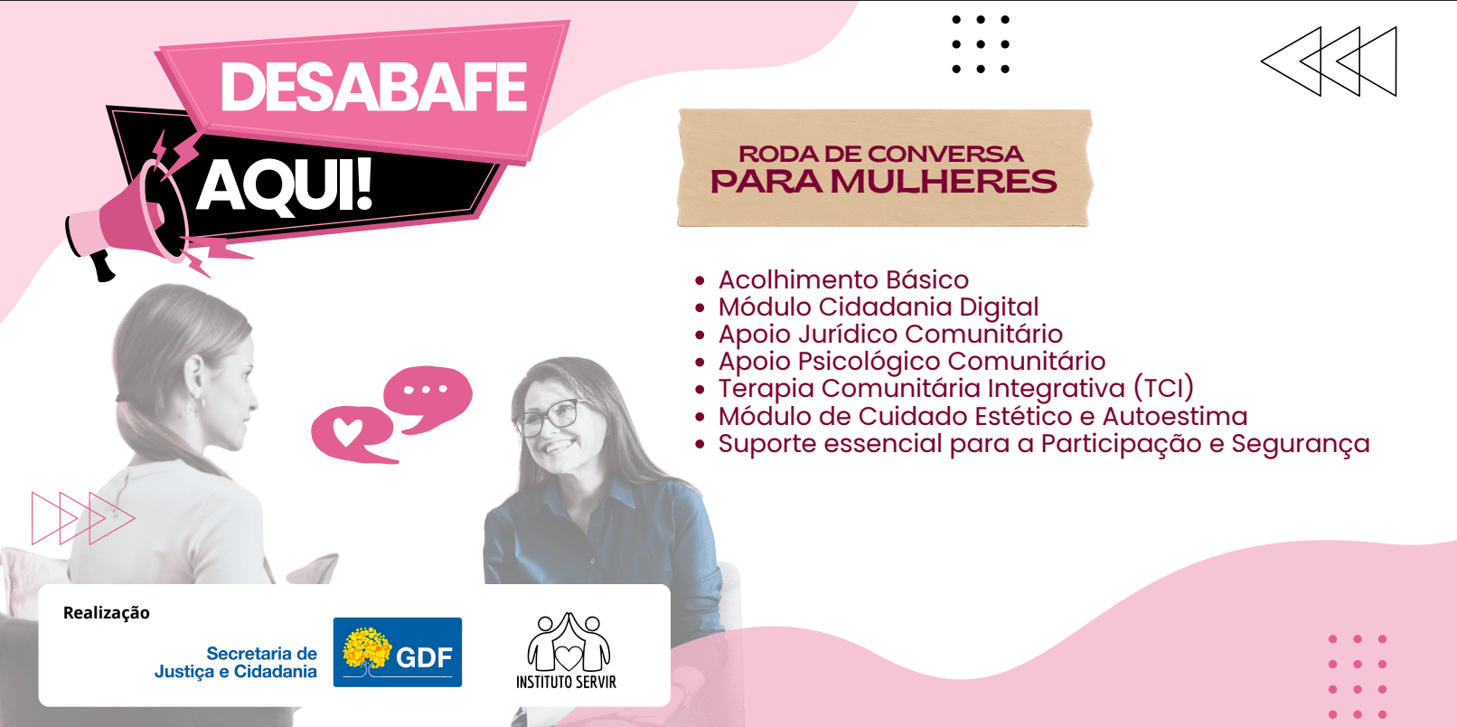 Cartaz do projeto Roda de Conversa para Mulheres, Desabafe Aqui